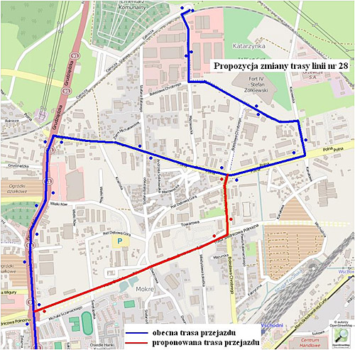 Mapka linii 28. Kliknij, by pobrać większy obraz.